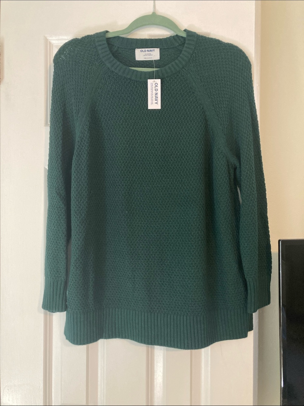 Old Navy Women's Emerald Green Textured Crewneck Sweater